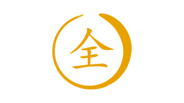 Símbolo do Feng Shui Integral: círculo dourado com o ideograma que significa inteiro.